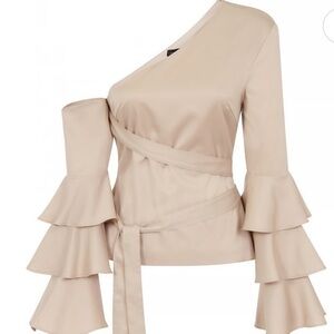 Lavish Alice Cream Ruffle Sleeve Blouse